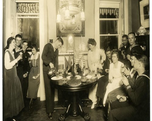 Image of Alice Foote MacDougal Entertaining a Group of Sailors from NYHS Collections